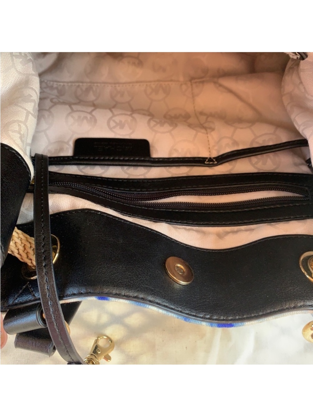 Michael Kors Blue and White Tie-Dye with Gold Accents - Picture 3 of 7